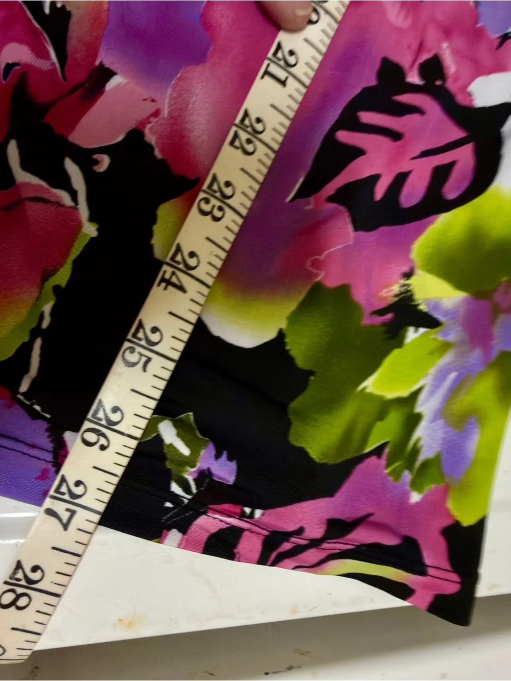 Dress Barn Sleeveless Ruffle V-Neck Floral Top - Pink & Green